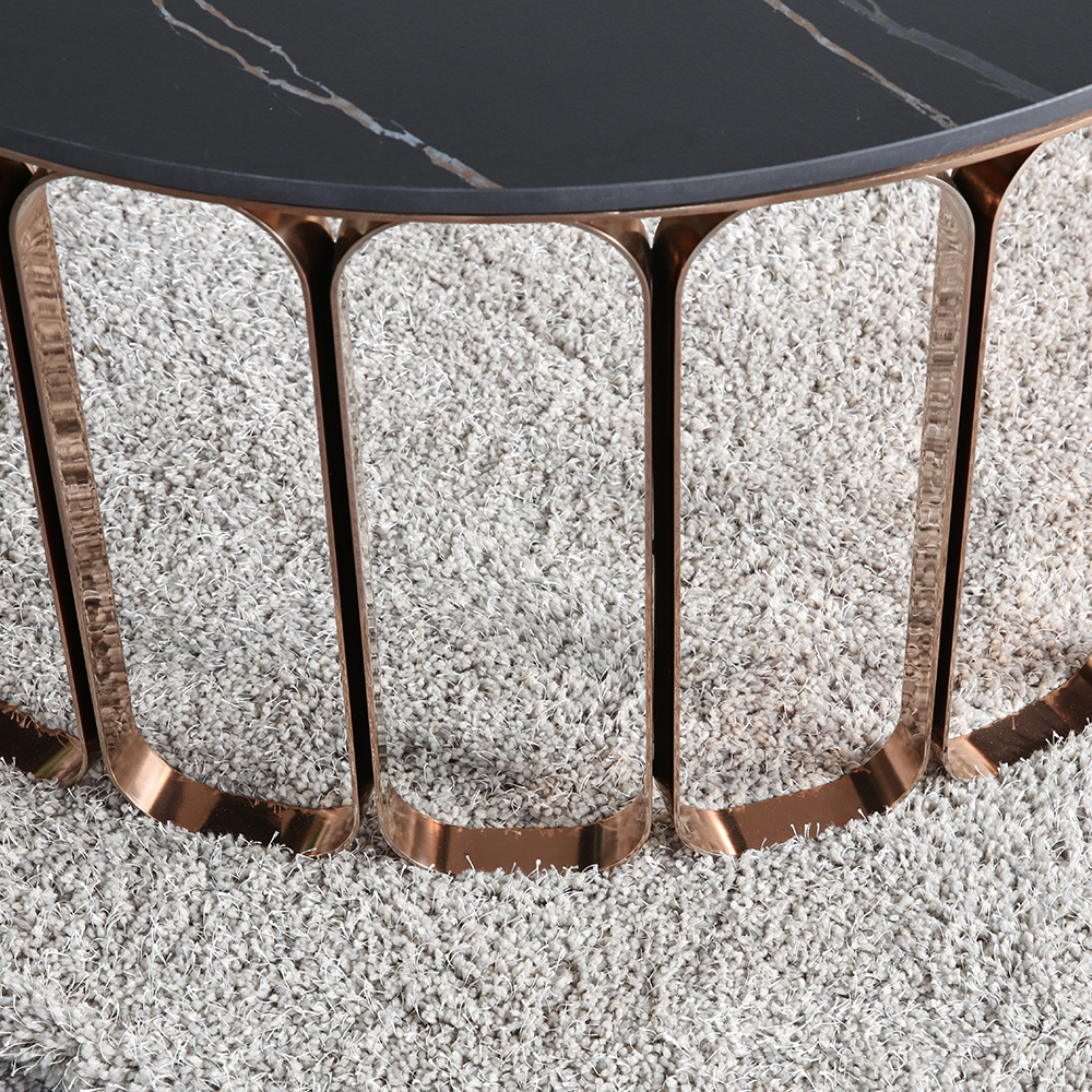 스코나 툴레어 스텐 로즈골드 포세린 세라믹 원형 거실 소파 테이블 L