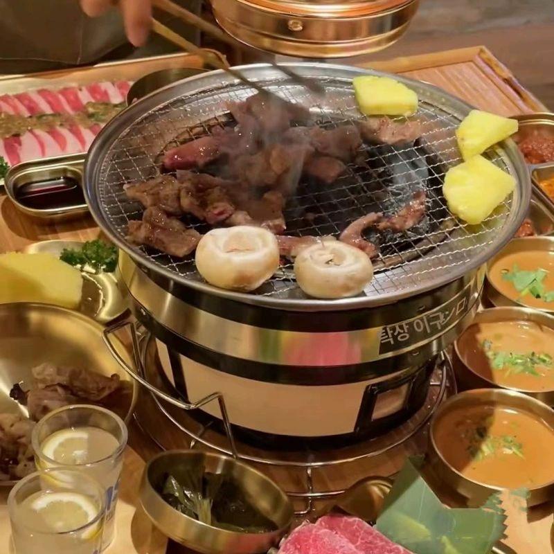 가정용 일본식 숯불 미니화로 화로 규카츠 꼬치 바베큐 대형 빨간색 캠핑용 받침대+원형 점토 화로+세트 그릴 - 상세 이미지 3