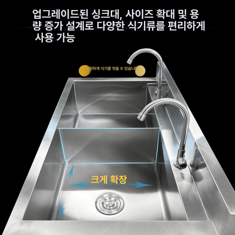 상업용 주방 세척 싱크대 맞춤 스테인리스 단일·이중 세척조 침수 싱크 304 R - 상세 이미지 4