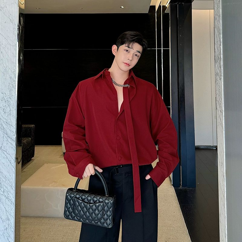 심플 루즈핏 셔츠 반팔 브이넥 빅사이즈 얇은 남녀공용 오버핏 시스루 안고라레드 M - 상세 이미지 2
