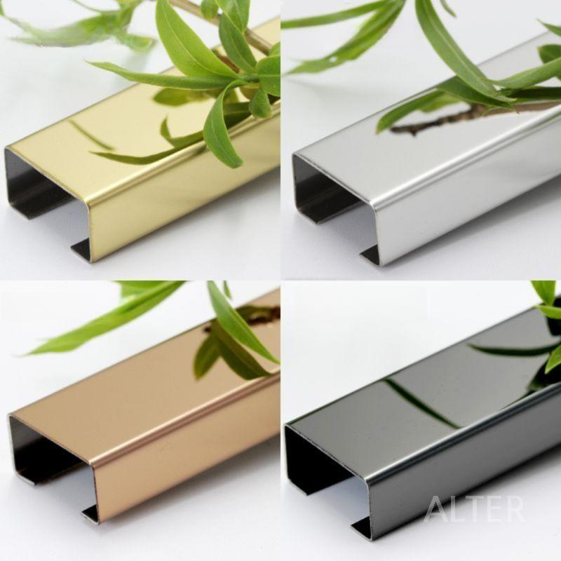 사각 스텐 전선 파이프 접착식 케이블 보호 몰딩 덕트 배관 실버 브러시 50x25mm 2m - 상세 이미지 2