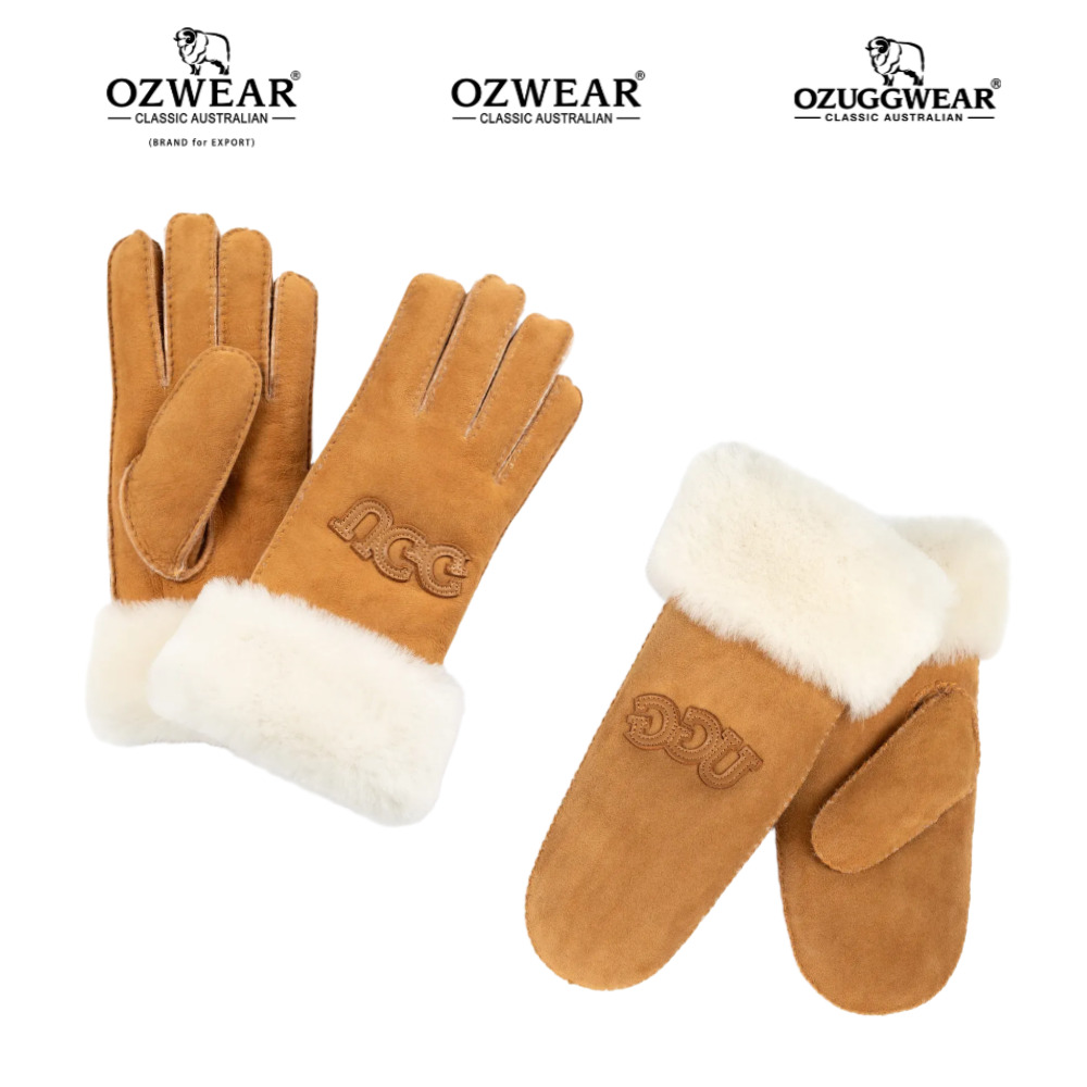 호주 오즈웨어 양털 양가죽 어그장갑 핑거리스 스웨이드 여자 남자 키즈 겨울 OZWEAR - 상품 이미지