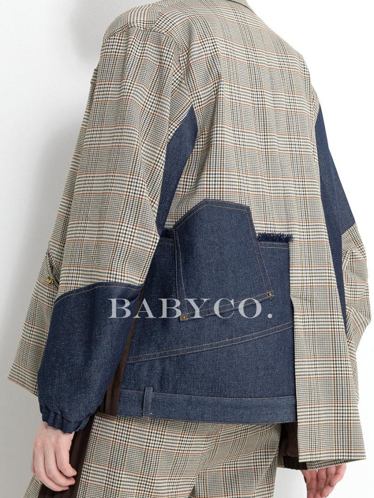 여성 가을 캐주얼 정장 자켓 블레이저 재킷 데님 패치 미니멀 일본 디자이너 BABYCO STUDIO - 상세 이미지 5