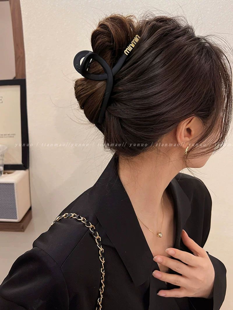 머리집게 영문 레터링 장미 블랙왕리본 반묶음 골드메탈 집게핀 소재 머리핀 프랑스핀 머리 소형 무광 10cm 풍량 중간 적음 - 상세 이미지 4