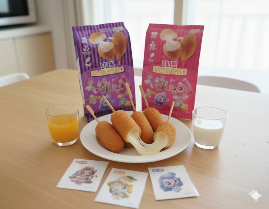 캐치티니핑 띠부씰 포함 크리스피 소세지핫도그 치즈핫도그 5개입 어린이간식 간편식품 [원산지:상세설명에 표시]