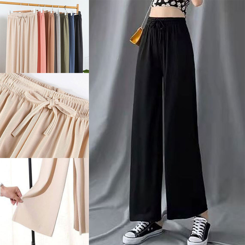 여성 실크 팬츠 간절기 여자 밴딩 바지 - 상품 이미지