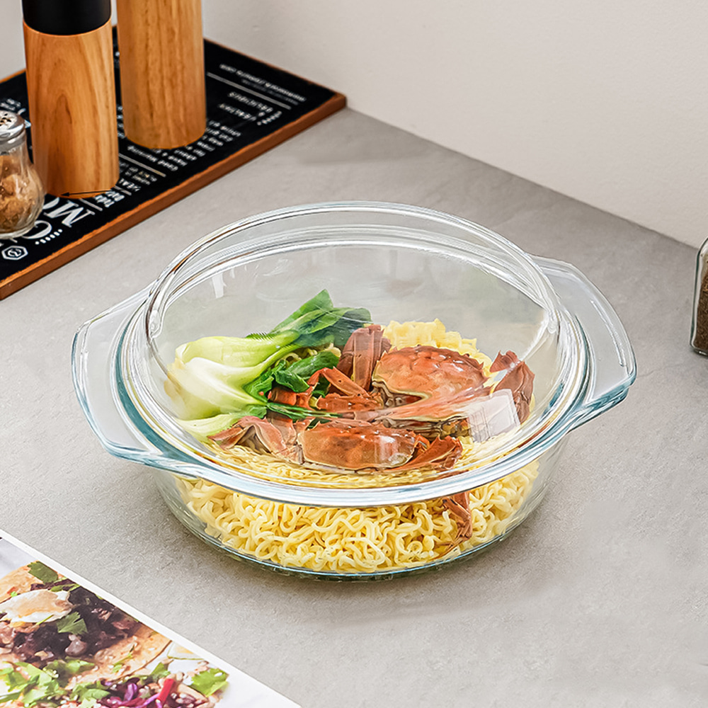 내열유리찜기 전자레인지 오븐 용기 원형 700ml - 상세 이미지 4