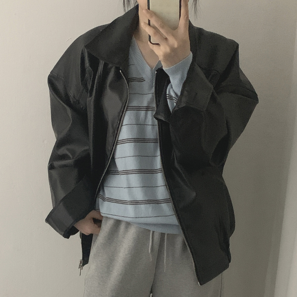 오버핏 페이크 레더자켓 가죽자켓