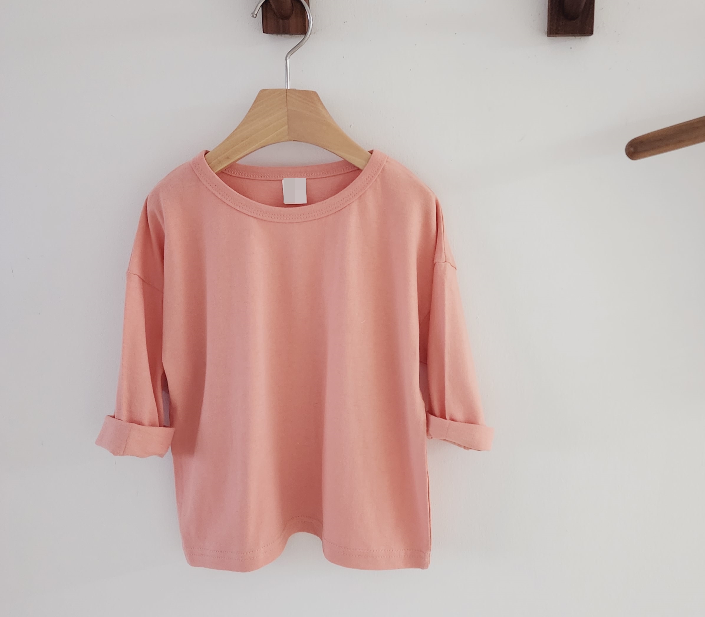 유아 아기 봄 가을 티셔츠 남아 여아 공용 데일리 무지 기본 크리미 박스티 - 상세 이미지 3