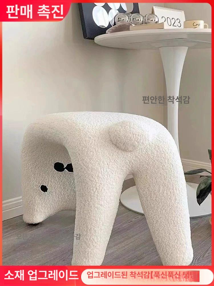화장대의자 스툴 유럽풍 네일 드레스룸 간이 메이크업 거식 인테리어 패브릭 낮은 의자 60x30x35 A - 상세 이미지 3