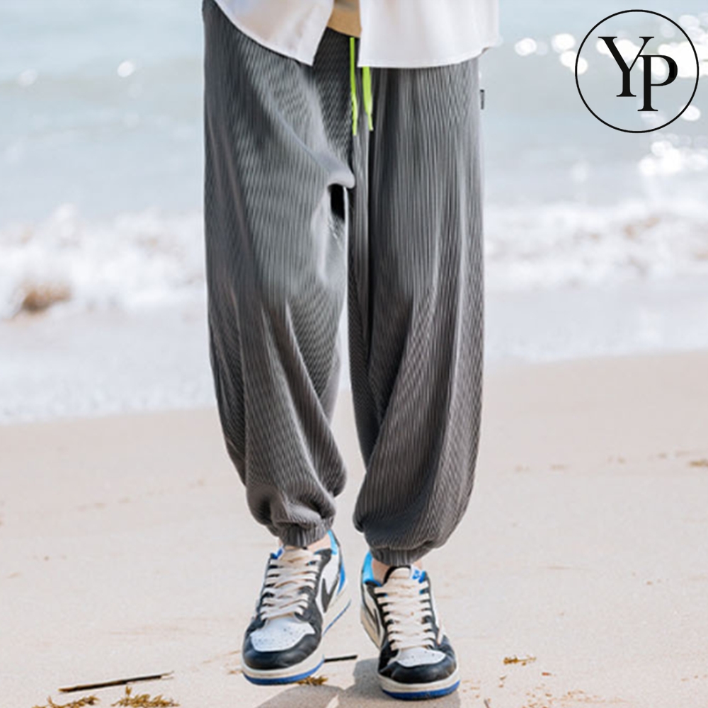 남성 쿨링 조거 팬츠 아이스 냉감 기능성 밴딩 데일리 통기성 시원한 긴 바지 - 상품 이미지