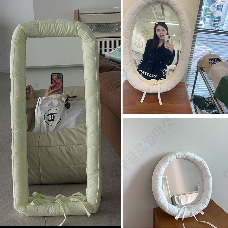 패딩거울 쿠션 미러 원형 60cm 50cm 인테리어 욕실거울 - 상세 이미지 3