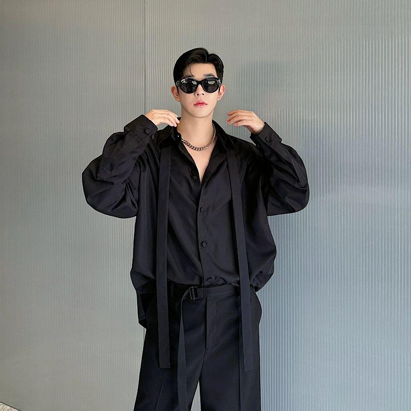 심플 루즈핏 셔츠 반팔 브이넥 빅사이즈 얇은 남녀공용 오버핏 시스루 안고라레드 M - 상품 이미지