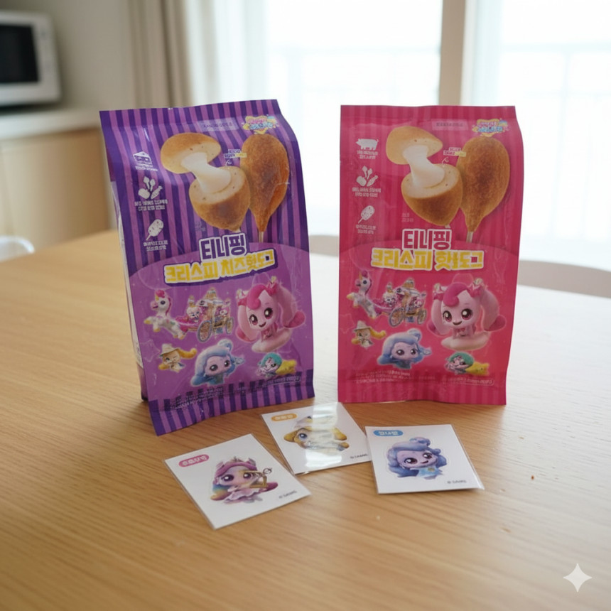 캐치티니핑 띠부씰 포함 크리스피 소세지핫도그 치즈핫도그 5개입 어린이간식 간편식품 [원산지:상세설명에 표시]