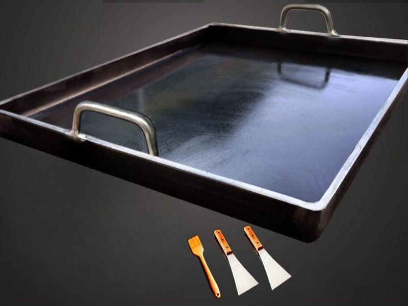대형 철판 구이팬 구이판 닭갈비 요리 무쇠그릴 무쇠팬 업소용 볶음 38x30cm 내높이 4mm 3cm - 상품 이미지