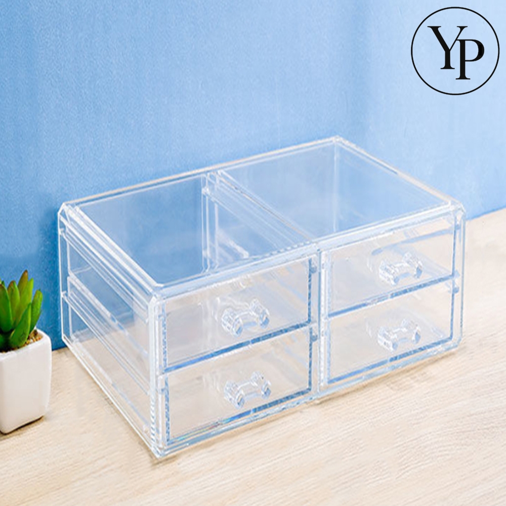아크릴 투명 화장대 정리함 사각 귀걸이 액세서리 스킨 케어 진열대 보관 2단 서랍