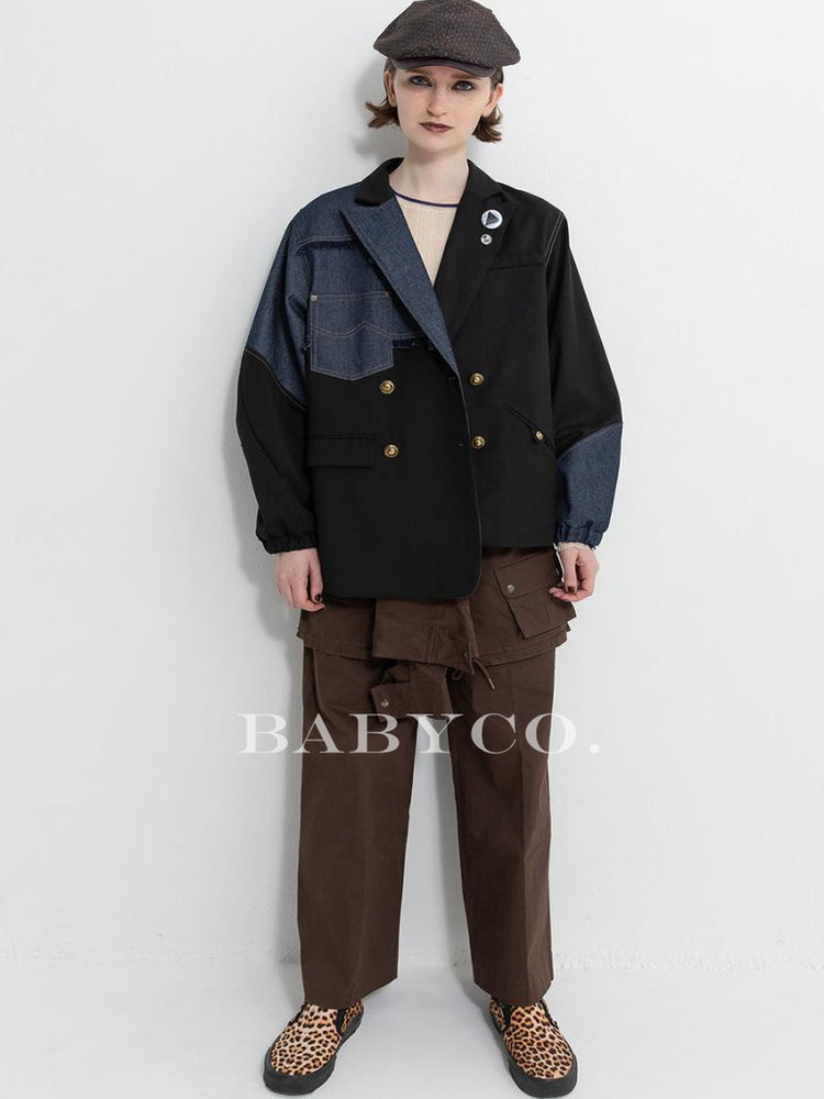 여성 가을 캐주얼 정장 자켓 블레이저 재킷 데님 패치 미니멀 일본 디자이너 BABYCO STUDIO - 상세 이미지 3