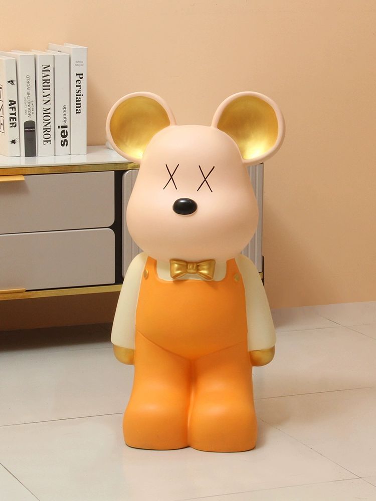 두루마리 휴지걸이 인테리어 저금통 화장실 컬러 베어 폭력곰 저금통-오렌지 입출가능 - 상품 이미지