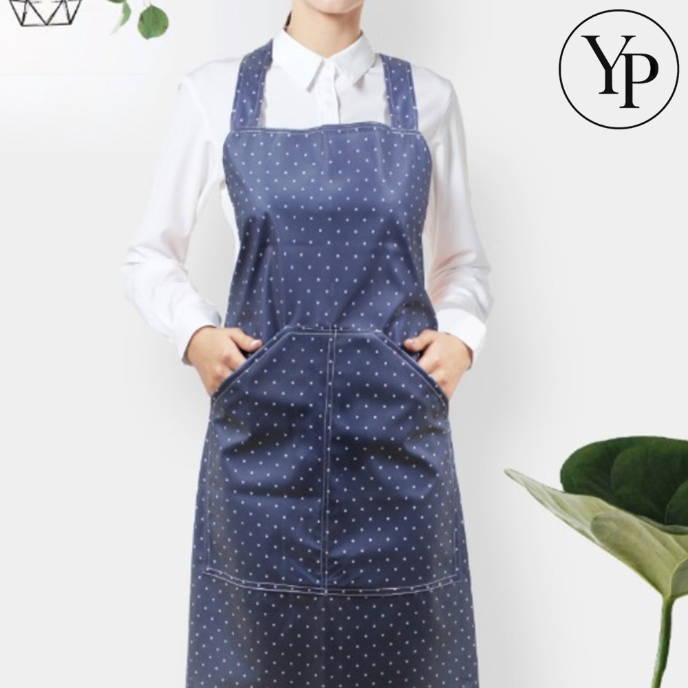 생활 방수 원피스형 앞치마 꽃집 주방 카페 공방 바리스타 미용실 캔버스 도트
