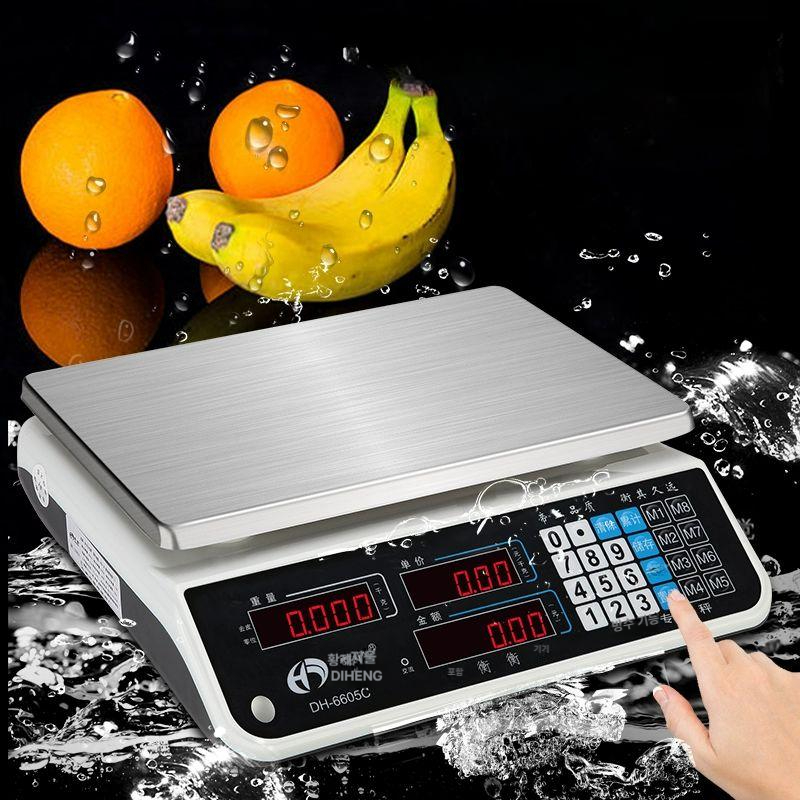 방수 전자 저울 산업용 매달림 벤치형 업소용 수산시장 수산용 심층 방수 저울 빨간 15kg 1g - 상품 이미지
