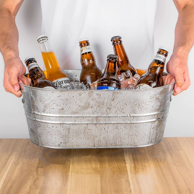 레트로 얼음 양동이 아이스 칵테일 버켓 보관함 맥주 15L 아연 도금 철제 얼음통 - 상세 이미지 4