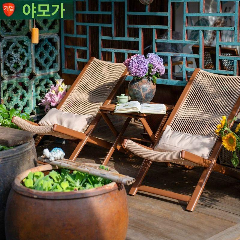 원목 라운지 야외테이블 야외용 라탄 평상 업소용 티테이블 펜션 1장 에이미린 라줄 의자 - 상세 이미지 2