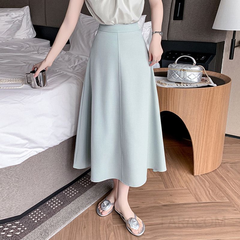 A라인 롱스커트 하이웨스트 슬림핏 여성 가을 데일리 스타일 힙 커버 캐주얼 플레어스커트 올매치 패션 정장룩 모던한 디자인 - 상세 이미지 4