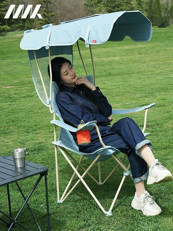 파라솔 캠핑 의자 슈팅스타 캐노피 데크 해수욕장 야외용 베이지 폴딩체어 성인용 다크그린