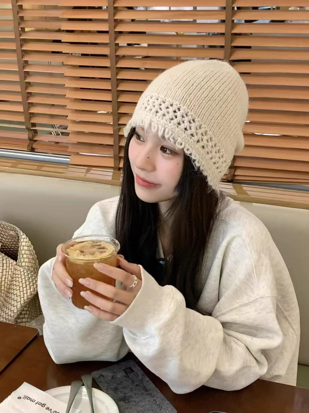 가발달린비니 여성 니트 항암가발 뜨개질 모자 가발 분리 패션모자 검정브라운 직모 베이지화이트 한계 수술 - 상세 이미지 3