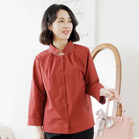 엄마옷 조이마담 T51750 비즈 셔링 셔츠 남방블라우스 중년여성의류 - 상품 이미지