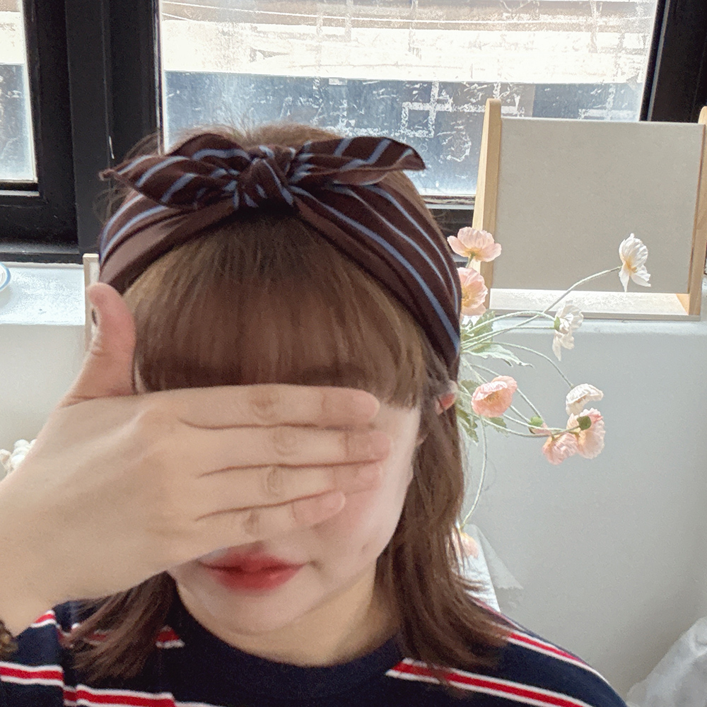 (무배)라떼블루스프라이트헤어밴드 리본머리띠 머리띠 면헤어밴드 이미지 6