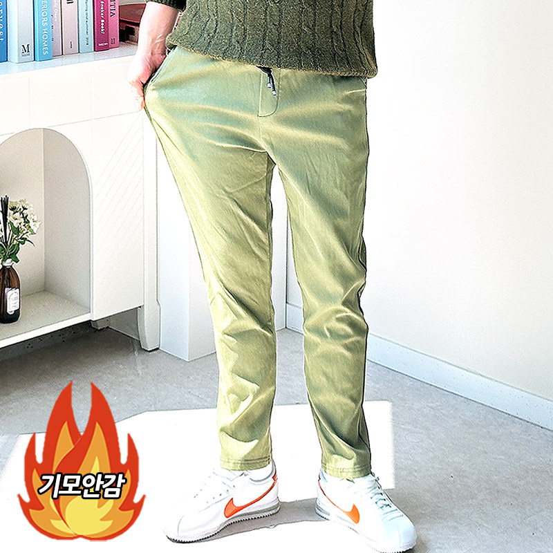 남자 겨울 퍼 본딩 온장고 기모 밴드 바지 - 상세 이미지 3