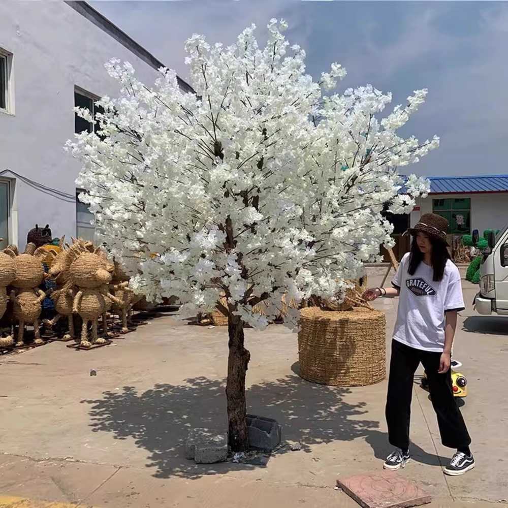 화이트 벚꽃나무 대형 인조목 가짜 조화 조경 장식 1.5x1.8m - 상세 이미지 5