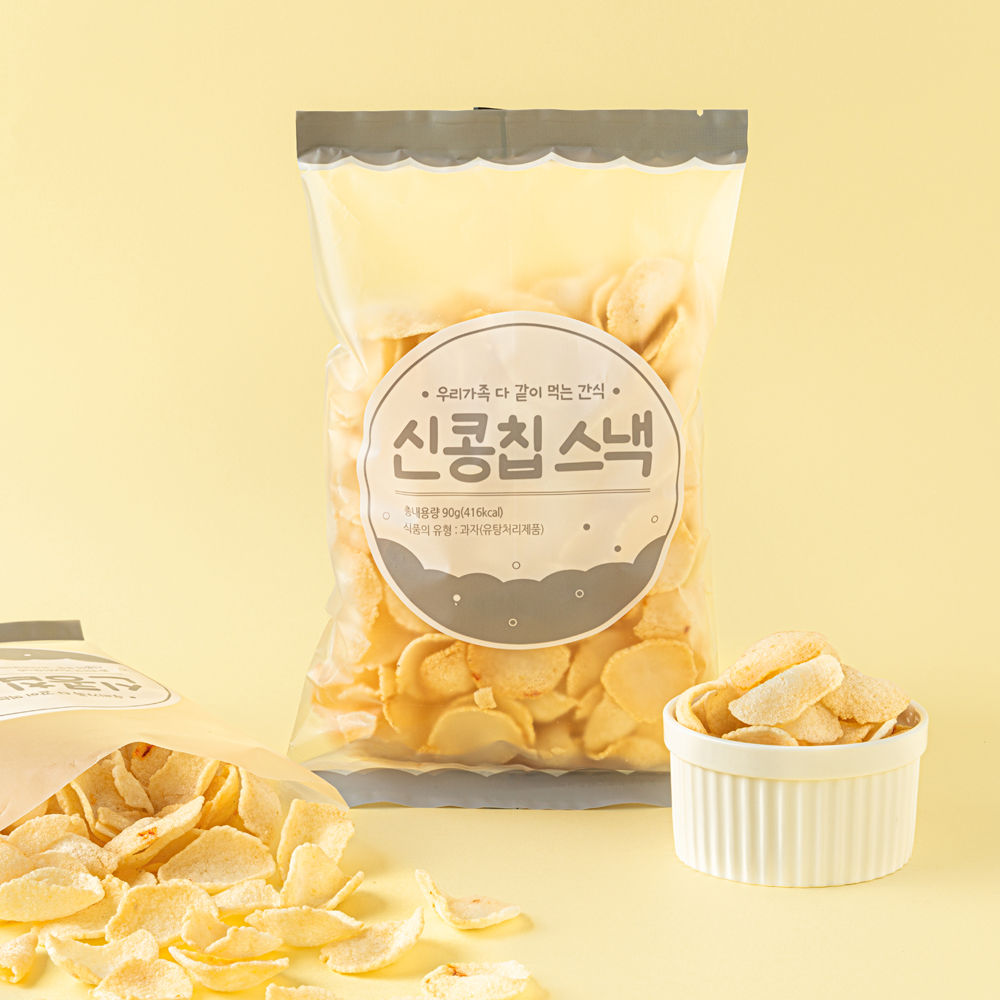 신콩칩스낵 90gX6개  옛날과자간식 카사바칩 소포장 뻥튀기 - 상품 이미지