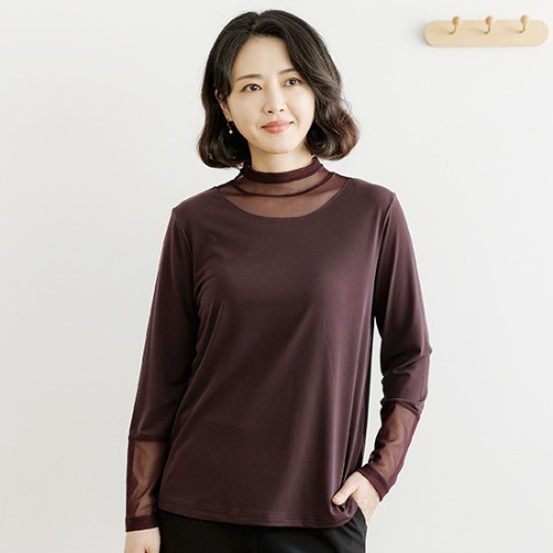 엄마옷 조이마담 T51757 시스루 배색 티셔츠 중년여성의류 - 상품 이미지