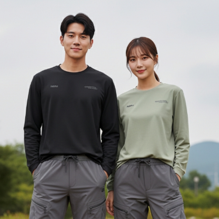 네파 가을 남녀공용 아웃도어 우븐 맨투맨 커플 티셔츠 - 상품 이미지