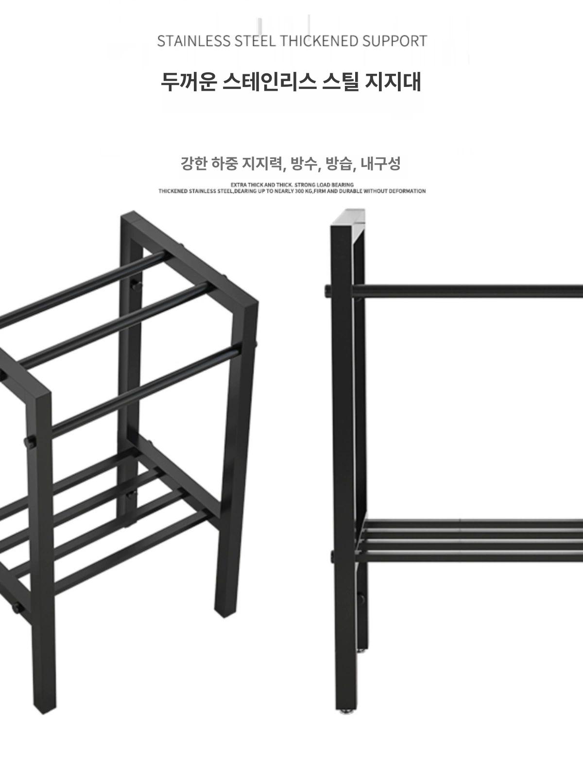 세면기 받침대 브래킷 양치대 하부 하부장 거치대 싱크대 브라켓 씽크대 블랙 78x45x75cm - 상세 이미지 3