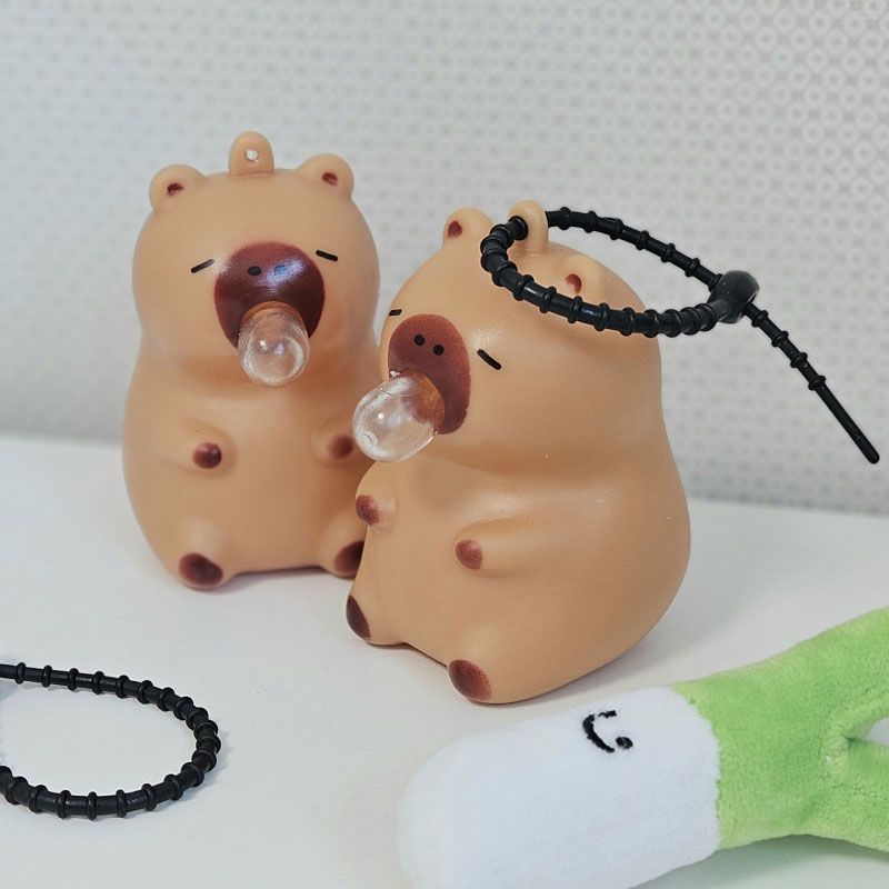풍선부는 카피바라 말랑이 풍선껌 스퀴시 모찌 인형 귀여운 키링 스트레스 해소 이미지 3