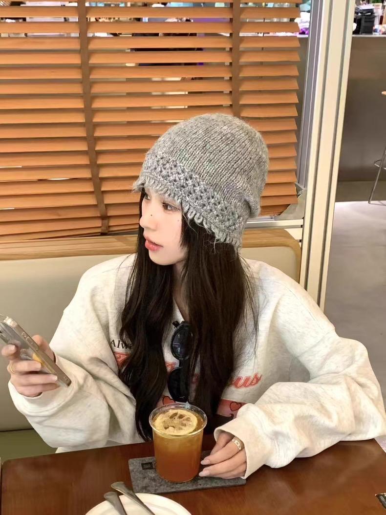 가발달린비니 여성 니트 항암가발 뜨개질 모자 가발 분리 패션모자 검정브라운 직모 베이지화이트 한계 수술 - 상세 이미지 5