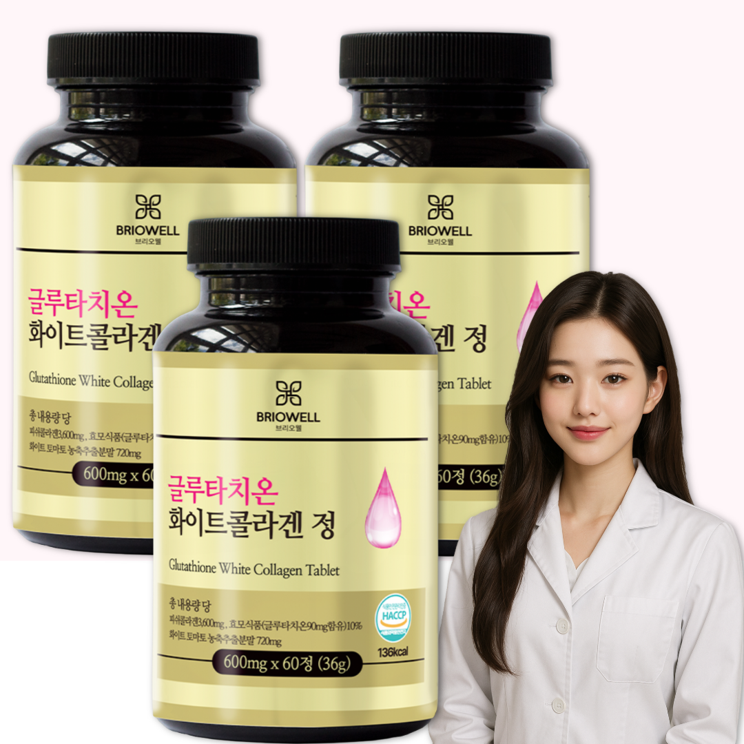클루타치온 글루타티온 피토엔 피토플루엔 화이트 콜라겐 브리오웰 60정, 3개 - 메인 이미지