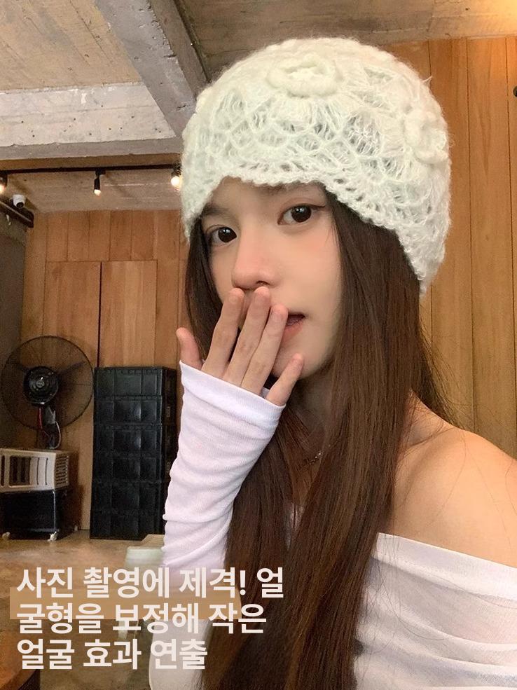 가발달린비니 여성용 긴 생머리 니트 항암가발 베이지+차가운갈색긴직모+관심시발망증정 - 상세 이미지 4