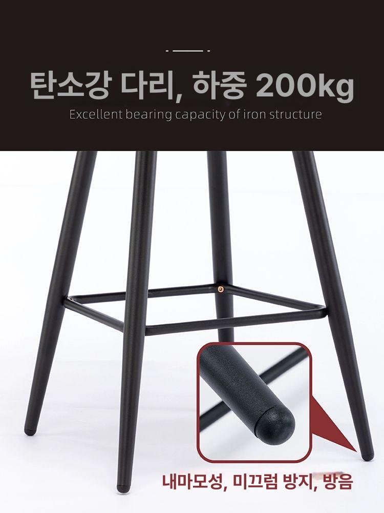 복고풍 높은등받이 아이랜드식탁의자 홈바의자 키높이 화산레드 실리콘 PU 가죽 55cm - 상세 이미지 5
