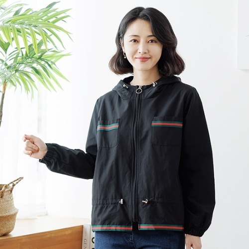 엄마옷 조이마담 J3363 테이프라인 스트링 후드 점퍼 중년여성의류 - 메인 이미지