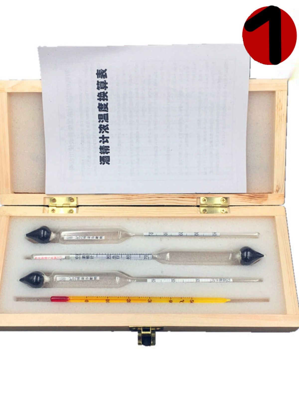 알콜도수측정기 술 주정도 측정계 고정밀 알콜 테스터 주류 맥주 상자 도수 담금주 나무 상자 세트 유리눈금포함 - 상품 이미지