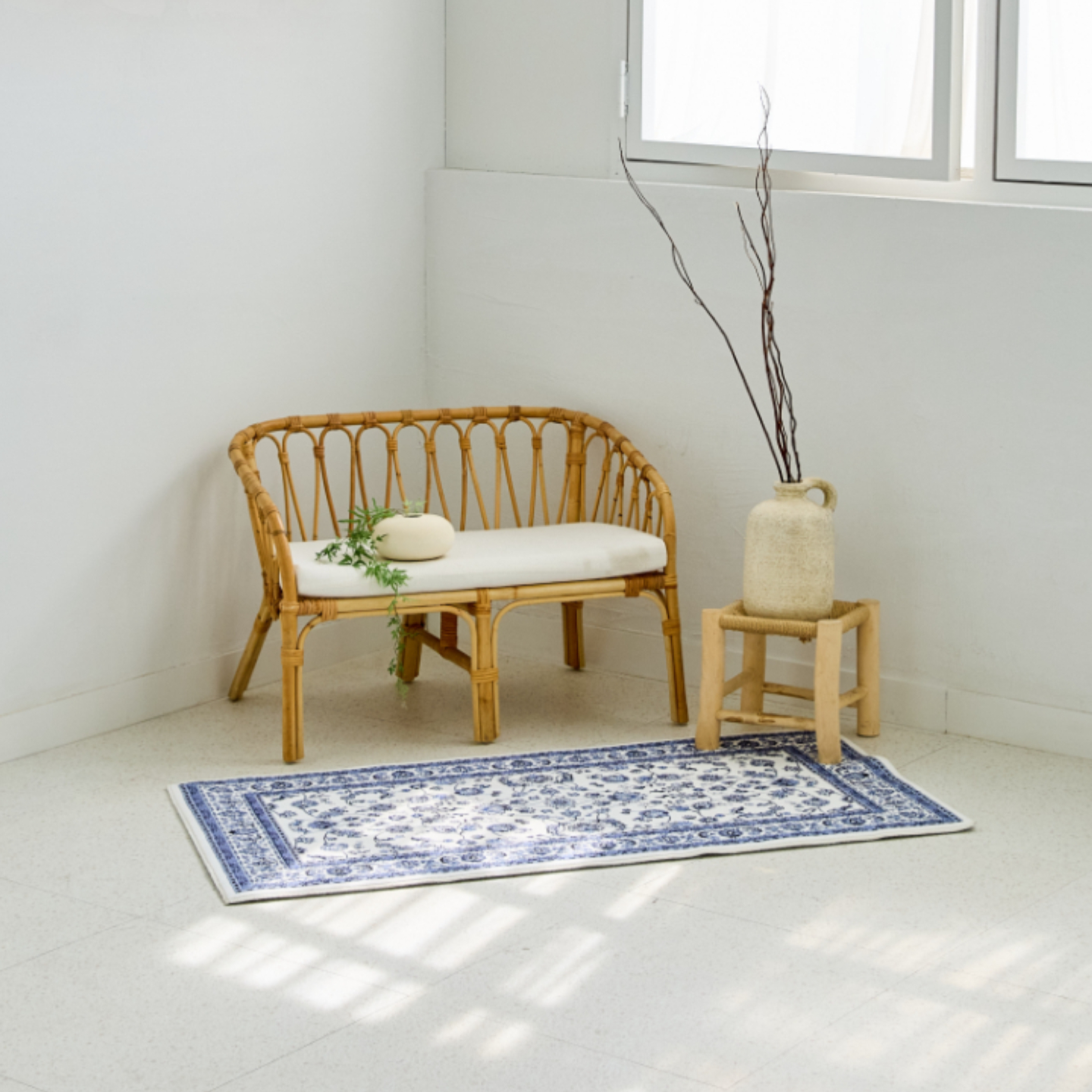 스타일러그 북유럽 모던 클래식 카페트 메트 올오버 블루포슬린, 50x110cm