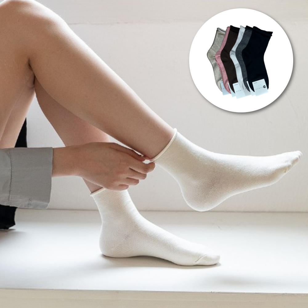 DDUNGK 국산 돌돌이 당뇨 무압박 임산부 조리원 학생 중목 무지 시스루 흰 양말