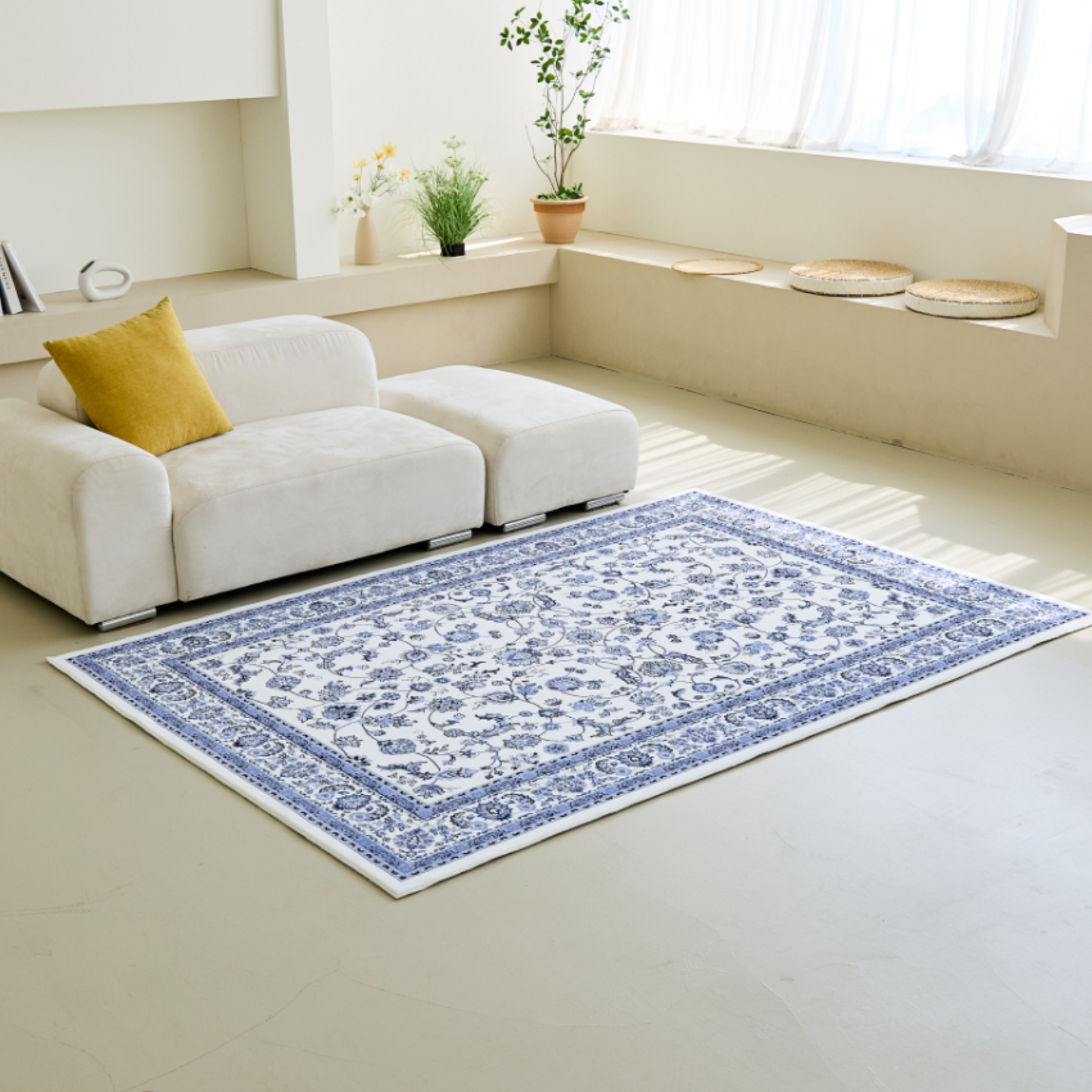 스타일러그 북유럽 모던 클래식 카페트 메트 올오버 블루포슬린, 100x150cm