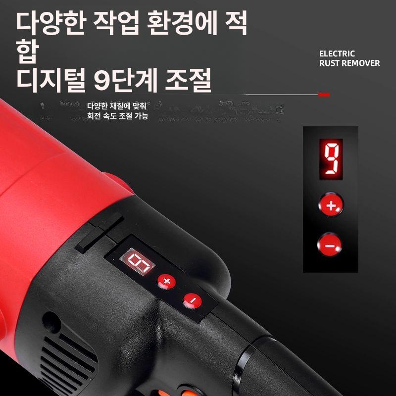 전동샌딩기 녹제거 바닥 폴리싱 연삭기 산업용 철판 정속형 면갈이 사포 핸디형 단락 연마기 9800W 9단 브러시 연장형+5개 - 상세 이미지 3