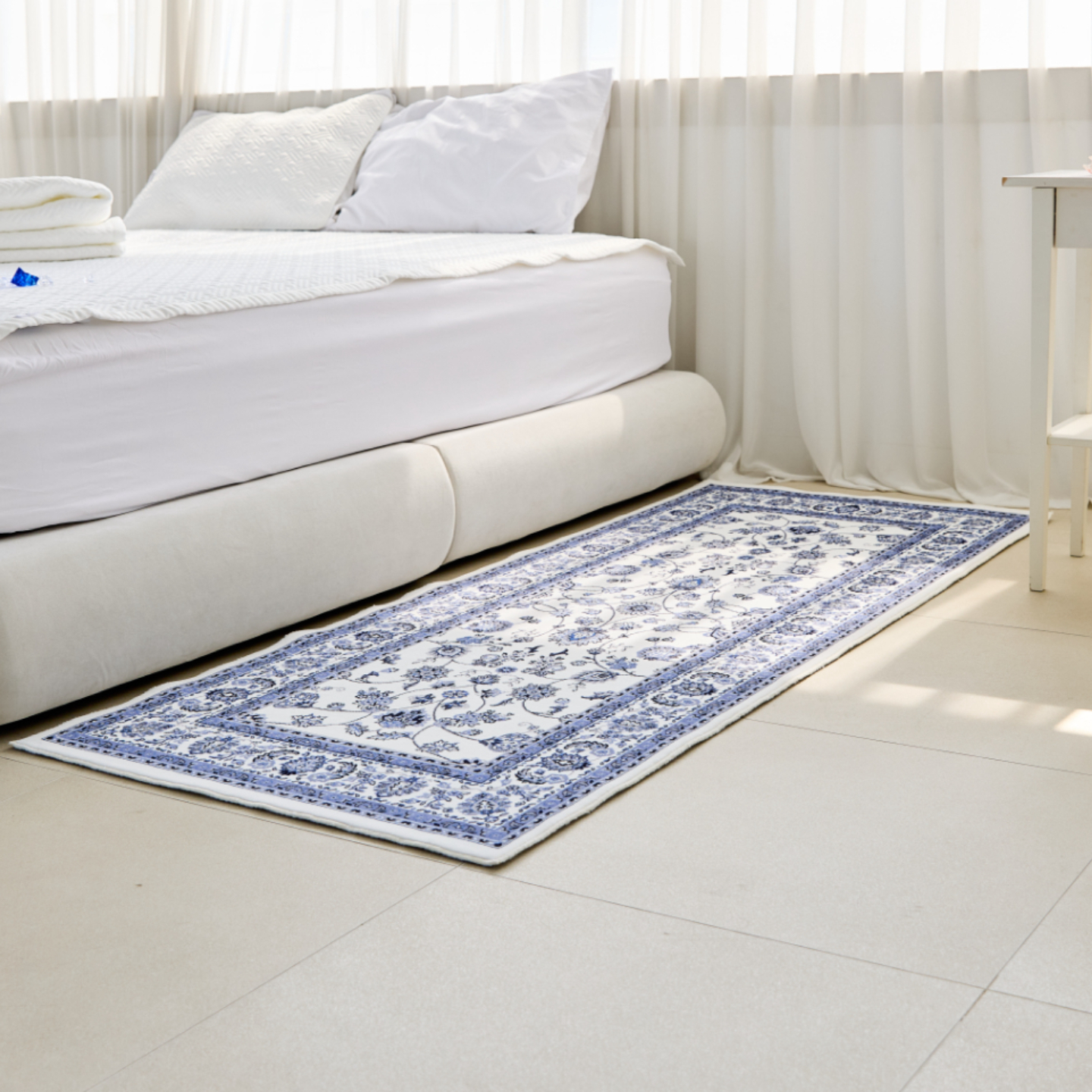 스타일러그 북유럽 모던 클래식 카페트 메트 올오버 블루포슬린, 80x200cm