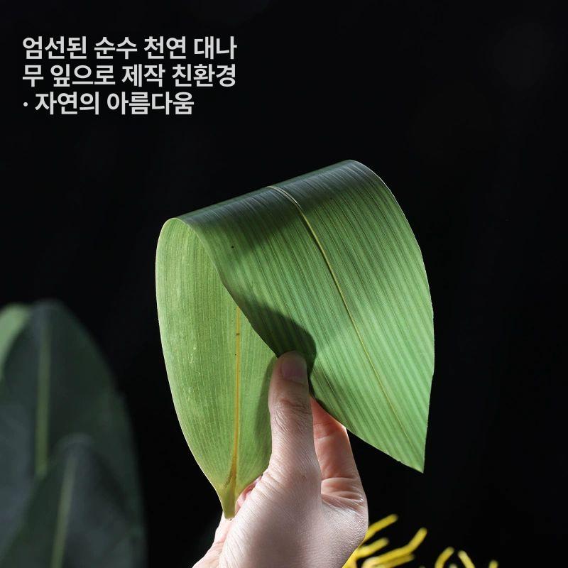 대나무잎 접시 스시 죽순잎 데코용 식기 횟집 잎사귀 잎 대나무 디저트 초밥 음식 플레이팅 그린 A - 상세 이미지 4